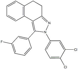 2-(3,4-dichlorophenyl)-1-(3-fluorophenyl)-4,5-dihydro-2H-benzo[e]indazole 化学構造式