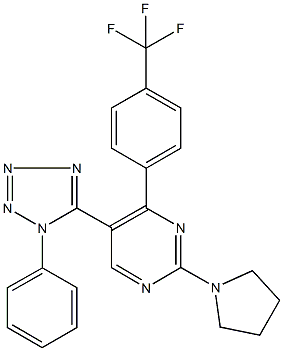 5-(1-phenyl-1H-tetraazol-5-yl)-2-(1-pyrrolidinyl)-4-[4-(trifluoromethyl)phenyl]pyrimidine Struktur