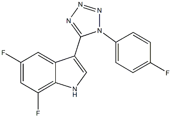 5,7-difluoro-3-[1-(4-fluorophenyl)-1H-tetraazol-5-yl]-1H-indole,791787-41-2,结构式