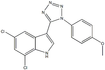 4-[5-(5,7-dichloro-1H-indol-3-yl)-1H-tetraazol-1-yl]phenyl methyl ether Struktur