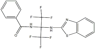 N-[1-(1,3-benzothiazol-2-ylamino)-2,2,2-trifluoro-1-(trifluoromethyl)ethyl]benzamide Structure