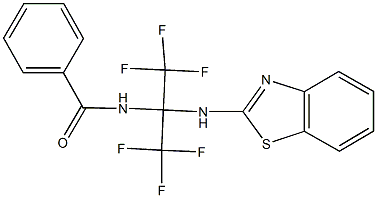 N-[1-(1,3-benzothiazol-2-ylamino)-2,2,2-trifluoro-1-(trifluoromethyl)ethyl]benzamide Struktur