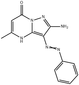 2-amino-5-methyl-3-(phenyldiazenyl)pyrazolo[1,5-a]pyrimidin-7(4H)-one Struktur