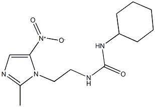 N-cyclohexyl-N'-(2-{5-nitro-2-methyl-1H-imidazol-1-yl}ethyl)urea Struktur