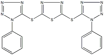 1-phenyl-5-({5-[(1-phenyl-1H-tetraazol-5-yl)sulfanyl]-1,3,4-thiadiazol-2-yl}sulfanyl)-1H-tetraazole 结构式