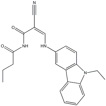 N-butyryl-2-cyano-3-[(9-ethyl-9H-carbazol-3-yl)amino]acrylamide Structure
