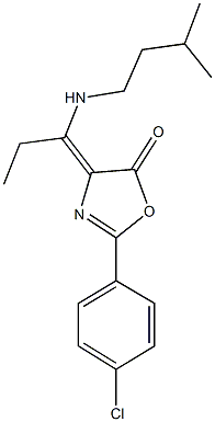 2-(4-chlorophenyl)-4-[1-(isopentylamino)propylidene]-1,3-oxazol-5(4H)-one Structure