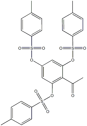 2-acetyl-3,5-bis{[(4-methylphenyl)sulfonyl]oxy}phenyl 4-methylbenzenesulfonate Struktur