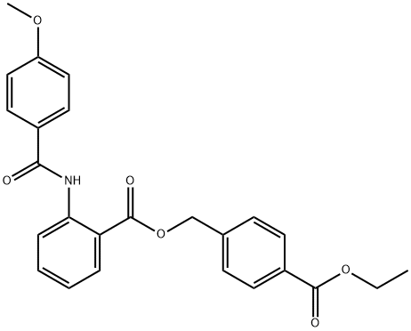 4-(ethoxycarbonyl)benzyl 2-[(4-methoxybenzoyl)amino]benzoate 化学構造式