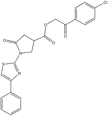 2-(4-chlorophenyl)-2-oxoethyl 5-oxo-1-(4-phenyl-1,3-thiazol-2-yl)-3-pyrrolidinecarboxylate,791788-96-0,结构式