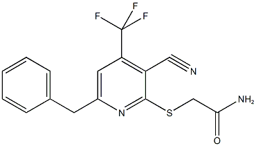 2-{[6-benzyl-3-cyano-4-(trifluoromethyl)-2-pyridinyl]sulfanyl}acetamide Struktur