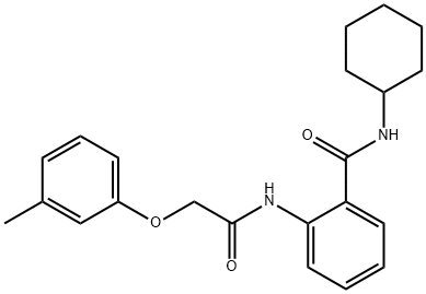 N-cyclohexyl-2-{[(3-methylphenoxy)acetyl]amino}benzamide 化学構造式