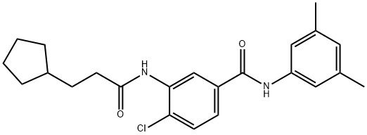 4-chloro-3-[(3-cyclopentylpropanoyl)amino]-N-(3,5-dimethylphenyl)benzamide Struktur