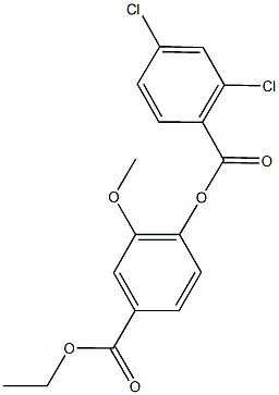 4-(ethoxycarbonyl)-2-methoxyphenyl 2,4-dichlorobenzoate 化学構造式