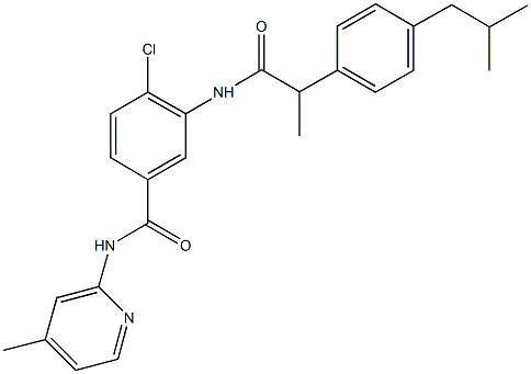 4-chloro-3-{[2-(4-isobutylphenyl)propanoyl]amino}-N-(4-methyl-2-pyridinyl)benzamide 结构式