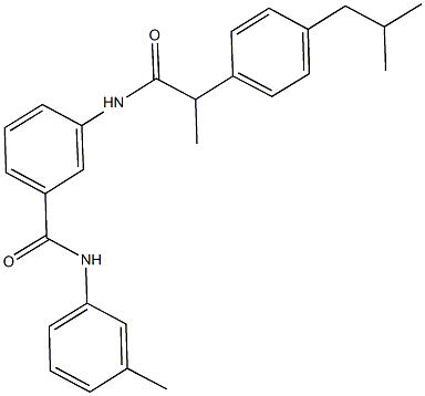 3-{[2-(4-isobutylphenyl)propanoyl]amino}-N-(3-methylphenyl)benzamide 化学構造式