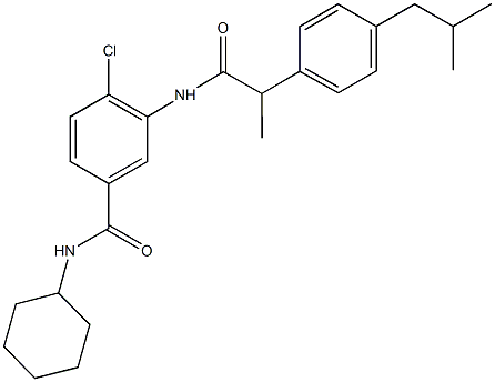 4-chloro-N-cyclohexyl-3-{[2-(4-isobutylphenyl)propanoyl]amino}benzamide,791800-65-2,结构式