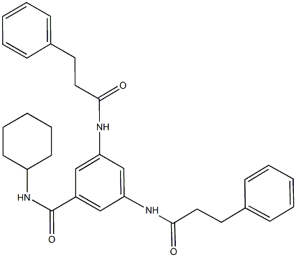 N-cyclohexyl-3,5-bis[(3-phenylpropanoyl)amino]benzamide 结构式