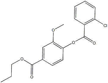 propyl 4-[(2-chlorobenzoyl)oxy]-3-methoxybenzoate Struktur