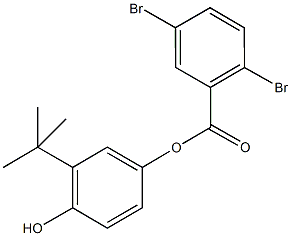 3-tert-butyl-4-hydroxyphenyl 2,5-dibromobenzoate Struktur