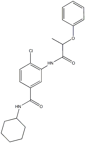 4-chloro-N-cyclohexyl-3-[(2-phenoxypropanoyl)amino]benzamide 化学構造式