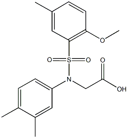 {[(2-methoxy-5-methylphenyl)sulfonyl]-3,4-dimethylanilino}acetic acid 化学構造式