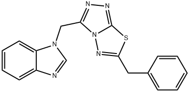1-[(6-benzyl[1,2,4]triazolo[3,4-b][1,3,4]thiadiazol-3-yl)methyl]-1H-benzimidazole Struktur