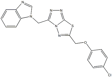 [3-(1H-benzimidazol-1-ylmethyl)[1,2,4]triazolo[3,4-b][1,3,4]thiadiazol-6-yl]methyl 4-chlorophenyl ether,791806-05-8,结构式