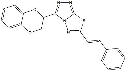 3-(2,3-dihydro-1,4-benzodioxin-2-yl)-6-(2-phenylvinyl)[1,2,4]triazolo[3,4-b][1,3,4]thiadiazole 结构式