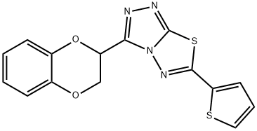 3-(2,3-dihydro-1,4-benzodioxin-2-yl)-6-(2-thienyl)[1,2,4]triazolo[3,4-b][1,3,4]thiadiazole,791806-28-5,结构式