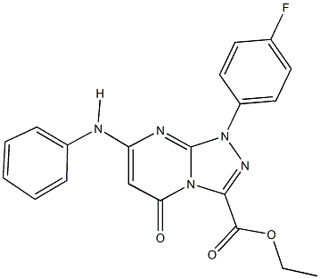 ethyl 7-anilino-1-(4-fluorophenyl)-5-oxo-1,5-dihydro[1,2,4]triazolo[4,3-a]pyrimidine-3-carboxylate 化学構造式