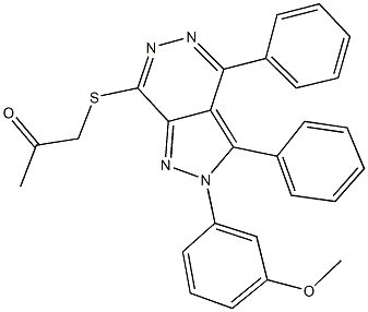 1-{[2-(3-methoxyphenyl)-3,4-diphenyl-2H-pyrazolo[3,4-d]pyridazin-7-yl]sulfanyl}acetone,791825-26-8,结构式