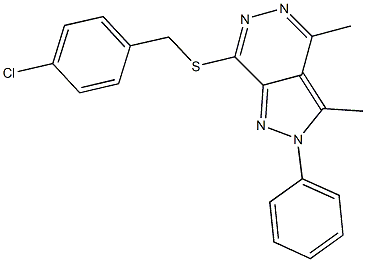 7-[(4-chlorobenzyl)sulfanyl]-3,4-dimethyl-2-phenyl-2H-pyrazolo[3,4-d]pyridazine 结构式
