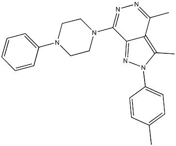 3,4-dimethyl-2-(4-methylphenyl)-7-(4-phenyl-1-piperazinyl)-2H-pyrazolo[3,4-d]pyridazine 化学構造式
