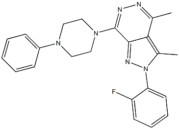 2-(2-fluorophenyl)-3,4-dimethyl-7-(4-phenyl-1-piperazinyl)-2H-pyrazolo[3,4-d]pyridazine Struktur