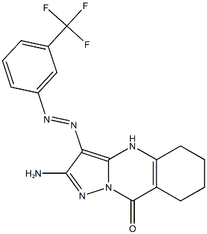 2-amino-3-{[3-(trifluoromethyl)phenyl]diazenyl}-5,6,7,8-tetrahydropyrazolo[5,1-b]quinazolin-9(4H)-one 结构式
