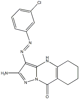2-amino-3-[(3-chlorophenyl)diazenyl]-5,6,7,8-tetrahydropyrazolo[5,1-b]quinazolin-9(4H)-one Struktur
