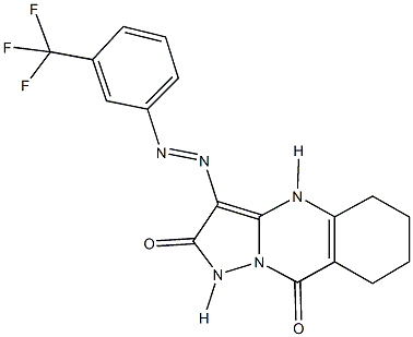 3-{[3-(trifluoromethyl)phenyl]diazenyl}-5,6,7,8-tetrahydropyrazolo[5,1-b]quinazoline-2,9(1H,4H)-dione 化学構造式