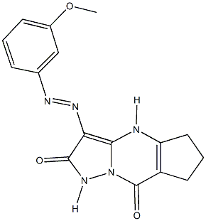 3-[(3-methoxyphenyl)diazenyl]-4,5,6,7-tetrahydro-1H-cyclopenta[d]pyrazolo[1,5-a]pyrimidine-2,8-dione 化学構造式