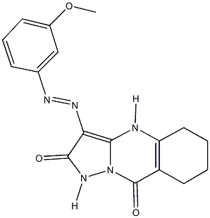 3-[(3-methoxyphenyl)diazenyl]-5,6,7,8-tetrahydropyrazolo[5,1-b]quinazoline-2,9(1H,4H)-dione Structure