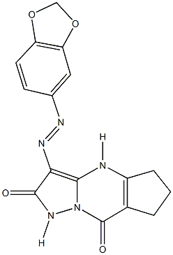 3-(1,3-benzodioxol-5-yldiazenyl)-4,5,6,7-tetrahydro-1H-cyclopenta[d]pyrazolo[1,5-a]pyrimidine-2,8-dione 结构式