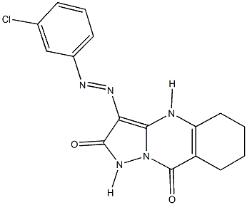 3-[(3-chlorophenyl)diazenyl]-5,6,7,8-tetrahydropyrazolo[5,1-b]quinazoline-2,9(1H,4H)-dione Structure