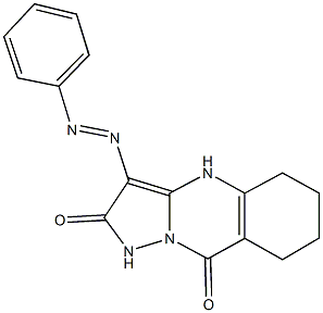 3-(phenyldiazenyl)-5,6,7,8-tetrahydropyrazolo[5,1-b]quinazoline-2,9(1H,4H)-dione Struktur