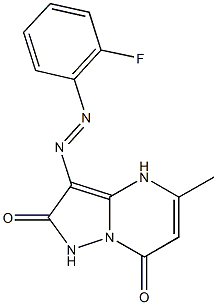 3-[(2-fluorophenyl)diazenyl]-5-methylpyrazolo[1,5-a]pyrimidine-2,7(1H,4H)-dione Struktur
