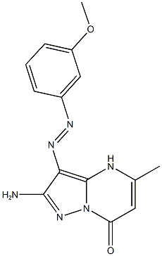 2-amino-3-[(3-methoxyphenyl)diazenyl]-5-methylpyrazolo[1,5-a]pyrimidin-7(4H)-one Struktur
