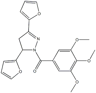 3,5-di(2-furyl)-1-(3,4,5-trimethoxybenzoyl)-4,5-dihydro-1H-pyrazole|