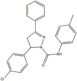 5-(4-chlorophenyl)-N-(4-methylphenyl)-3-phenyl-4,5-dihydro-1H-pyrazole-1-carboxamide 结构式