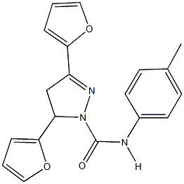 3,5-di(2-furyl)-N-(4-methylphenyl)-4,5-dihydro-1H-pyrazole-1-carboxamide,791827-62-8,结构式