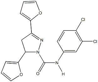 N-(3,4-dichlorophenyl)-3,5-di(2-furyl)-4,5-dihydro-1H-pyrazole-1-carboxamide Structure