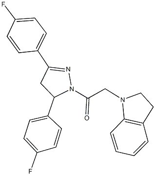 1-{2-[3,5-bis(4-fluorophenyl)-4,5-dihydro-1H-pyrazol-1-yl]-2-oxoethyl}indoline Structure